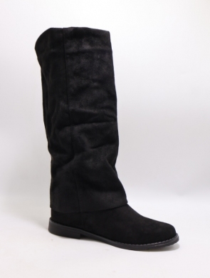 Kozaki damskie ocieplane na płaskim (36-41) ST12 BLACK