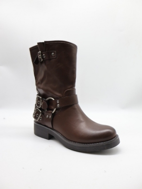 Botki damskie ocieplane na płaskim (36-41) HQ355 BROWN