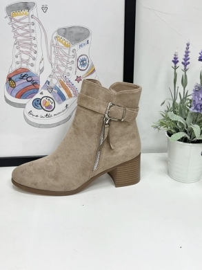 Botki damskie ocieplane na obcasie (36-41) 5725 KHAKI