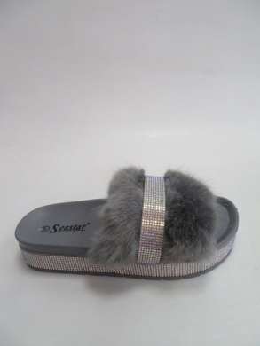 Klapki damskie z futerkiem (36-41) CK187 GREY
