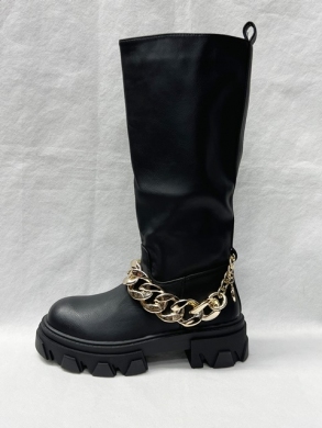 Kozaki damskie ocieplane na płaskim (36-41) F07 BLACK
