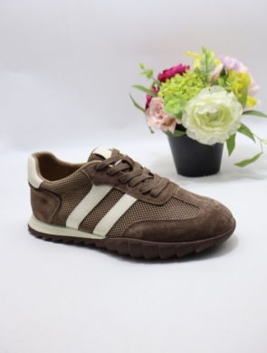 Buty sportowe damskie na płaskim (36-41) A-132 BROWN-SKÓRA