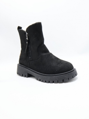 Botki damskie ocieplane na płaskim (37-42) E8216-1 BLACK
