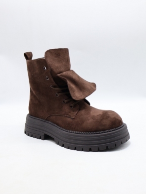 Botki damskie ocieplane na płaskim (36-41) QH7830 BROWN