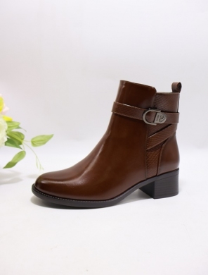 Botki damskie ocieplane na obcasie (36-41) 6511 BROWN