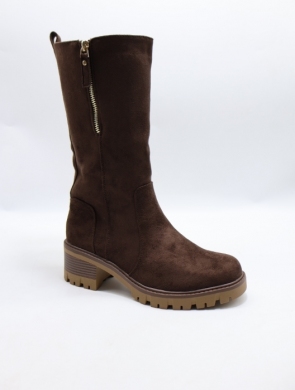 Kozaki damskie ocieplane na obcasie (36-41) LH151 BROWN