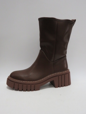 Kozaki damskie ocieplane na obcasie (36-41) 8595 BROWN