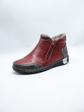 Botki damskie ocieplane na płaskim (37-42) 9680-4 RED/GREY