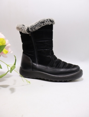 Botki damskie ocieplane na płaskim (36-42) 7551-21 BLACK