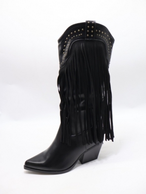Kozaki damskie na obcasie (36-41) 9258 BLACK