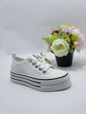 Trampki damskie na płaskim (36-41) K1738 WHITE