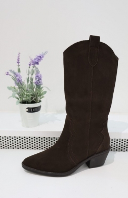 Kozaki damskie ocieplane na obcasie (36-41) 5312 BROWN