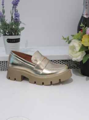 Mokasyny damskie na koturnie (36-41) 1735 GOLD