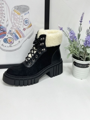 Botki damskie ocieplane na obcasie (36-41) 8608 BLACK