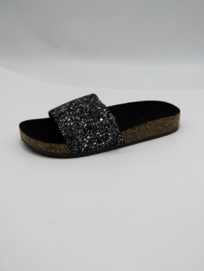 Klapki damskie na płaskim (36-41) 0510 SILVER/BLACK
