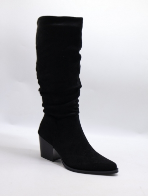 Kozaki damskie ocieplane na obcasie (36-41)  WZ-111 BLACK