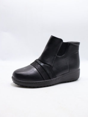 Botki damskie ocieplane na płaskim (36-42) 8124-1 BLACK