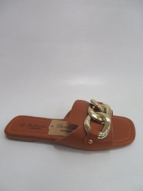 Klapki damskie na płaskim (36-41) 0613 BROWN