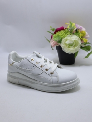 Buty sportowe damskie na płaskim (36-41) DD342 WHITE/GOLD