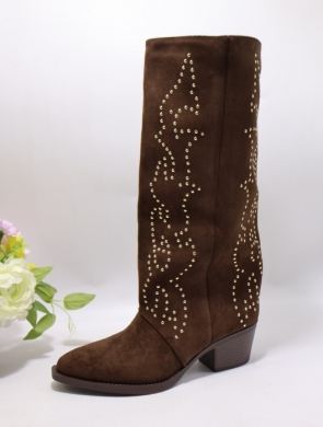 Kozaki damskie na obcasie (36-41) 4022 BROWN