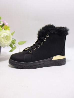 Botki damskie ocieplane na płaskim (36-41) 81315-6 ALLBLACK