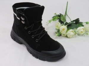 Botki damskie ocieplane na płaskim (36-41) NB570 BLACK