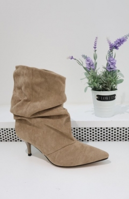 Botki damskie na szpilce (36-41) CLS630 KHAKI