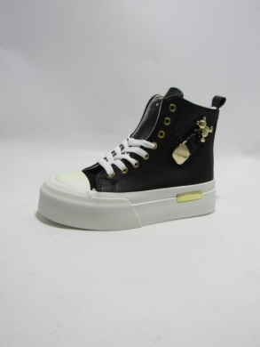 Trampki damskie na płaskim (36-41) YH43 BLACK