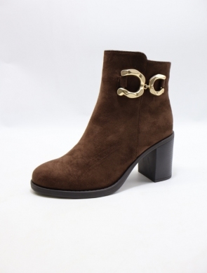 Botki damskie ocieplane na obcasie (36-41) BM-198 BROWN