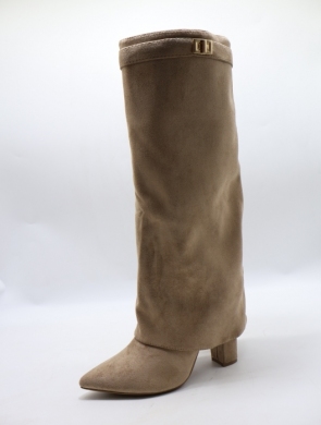 Kozaki damskie ocieplane na obcasie (36-41) HQ379 KHAKI