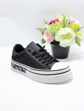 Trampki damskie na płaskim (36-41) 9030-1 BLACK
