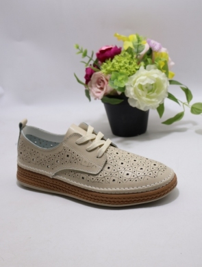 Półbuty damskie na płaskim (36-41) P-803 BEIGE-SKÓRA
