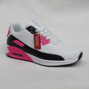 Buty sportowe damskie na koturnie (36-41) D014-319 WHITE/BLACK/FUSHIA
