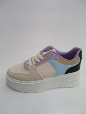 Buty sportowe damskie na koturnie (36-41) AB977 KHAKI/PURPLE
