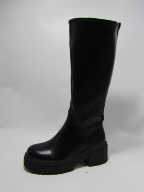 Kozaki damskie ocieplane na płaskim (36-41) DE1056P BLACK
