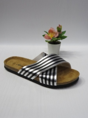 Klapki damskie na płaskim (36-41) RS-43 SILVER/BLACK