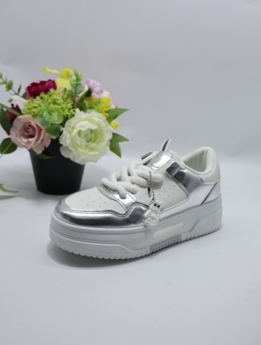 Buty sportowe damskie na płaskim (36-41) WW-097 WH/SILVER