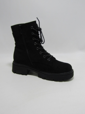 Botki damskie ocieplane na płaskim (36-41) 22030-2 BLACK/PU