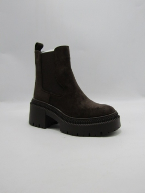 Botki damskie ocieplane na obcasie (36-41) 9682 BROWN