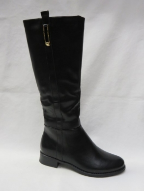 Kozaki damskie ocieplane na płaskim (36-41) A-16006-180 PU/BLACK