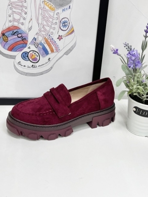Mokasyny damskie na płaskim (36-41) 77-368 WINE