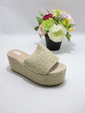 Klapki damskie na koturnie (36-41) F6713 BEIGE