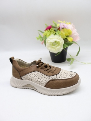 Buty sportowe damskie na płaskim (36-41) BK619 BE/BROWN