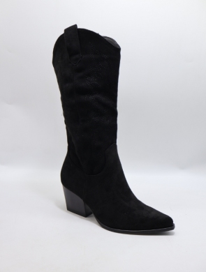 Kozaki damskie na obcasie (36-41) 7627A BLACK