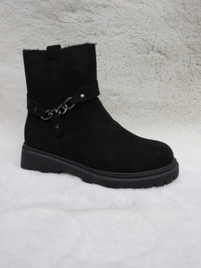 Botki damskie ocieplane na płaskim (36-41) E8217-1 BLACK