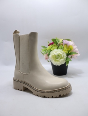 Botki damskie ocieplane na płaskim (36-41) HBL-74 BEIGE