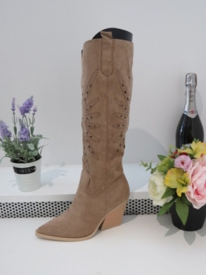 Kozaki damskie na obcasie (36-41) 8676 KHAKI