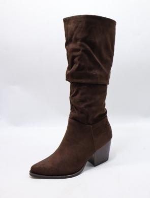Kozaki damskie ocieplane na obcasie (36-41) WZ-111 BROWN