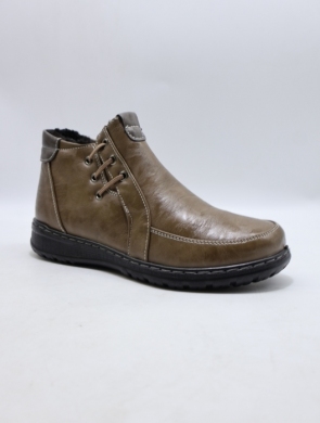 Botki damskie ocieplane na płaskim (36-42) 26321-11 KHAKI/GREY