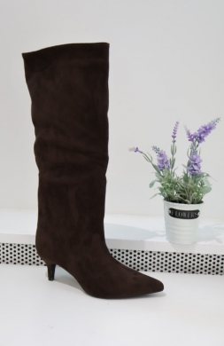 Kozaki damskie na szpilce (36-41) 2526A-1 BROWN